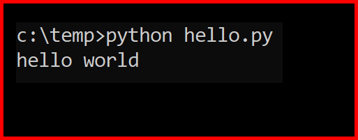 Picture showing the execution of python program using the command prompt